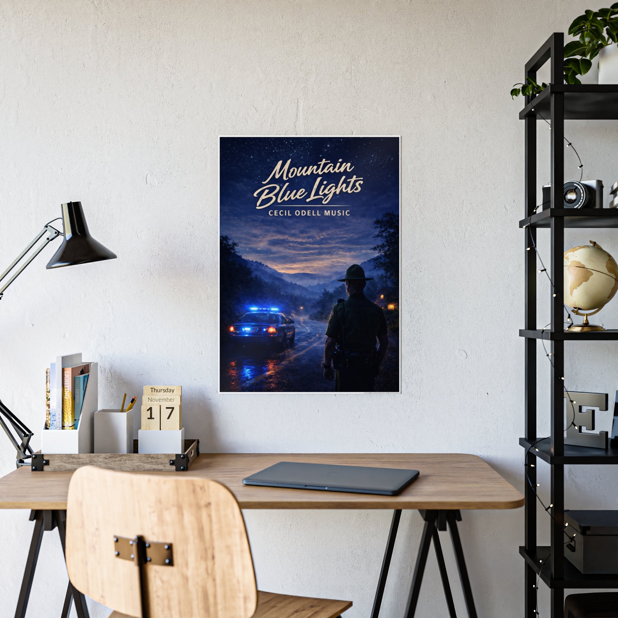 Poster: "Mountain Blue Lights" Movie-Style Gloss Art Print