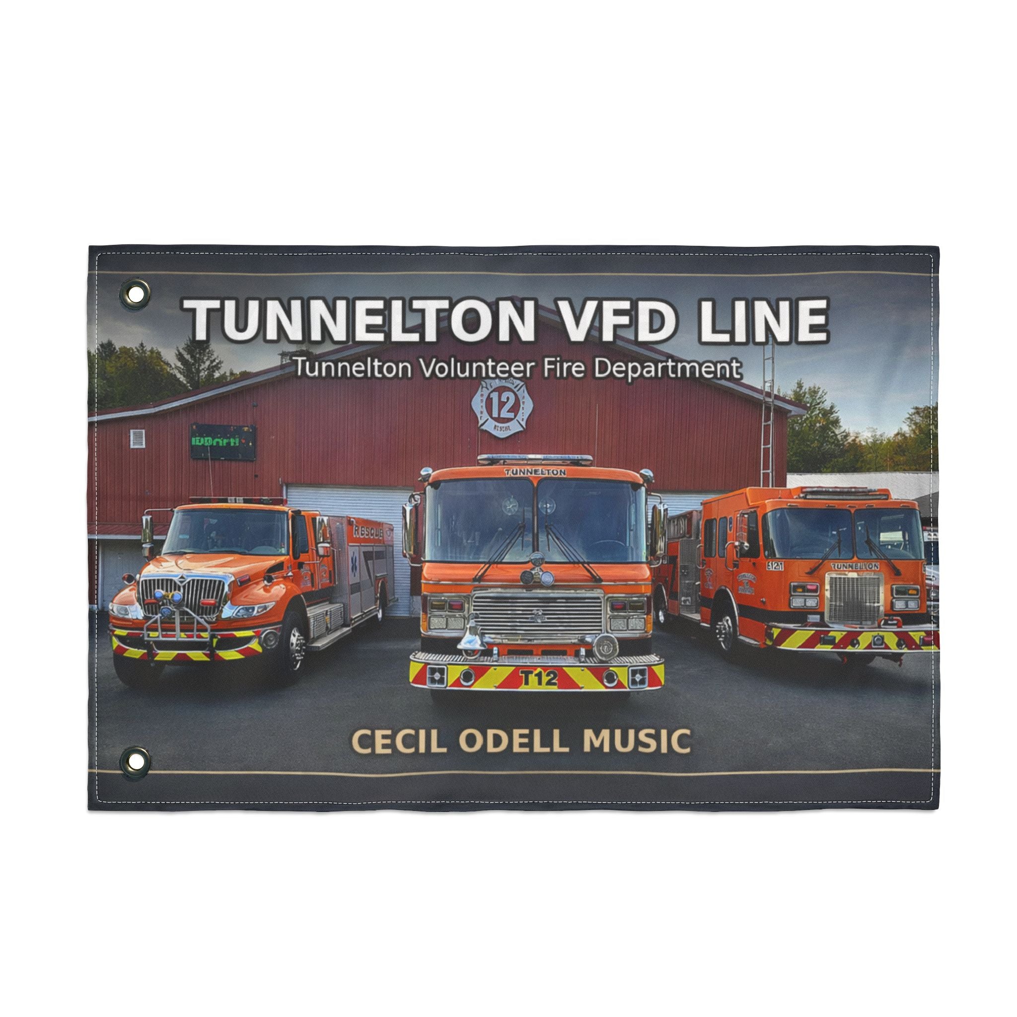 Tunnelton VFD Line Fire Truck Flag: Double-Sided Volunteer Fire Department Banner