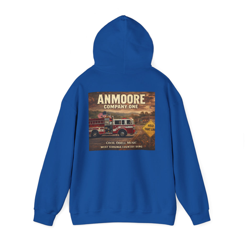 Firetruck Graphic Hoodie: Anmoore Company One Vintage Rescue Music Crewneck