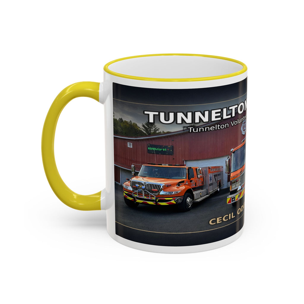 Fire Truck Photo Accent Rim Mug: "Cecil Odell Music" Volunteer Fire Department Tribute (11oz/15oz)