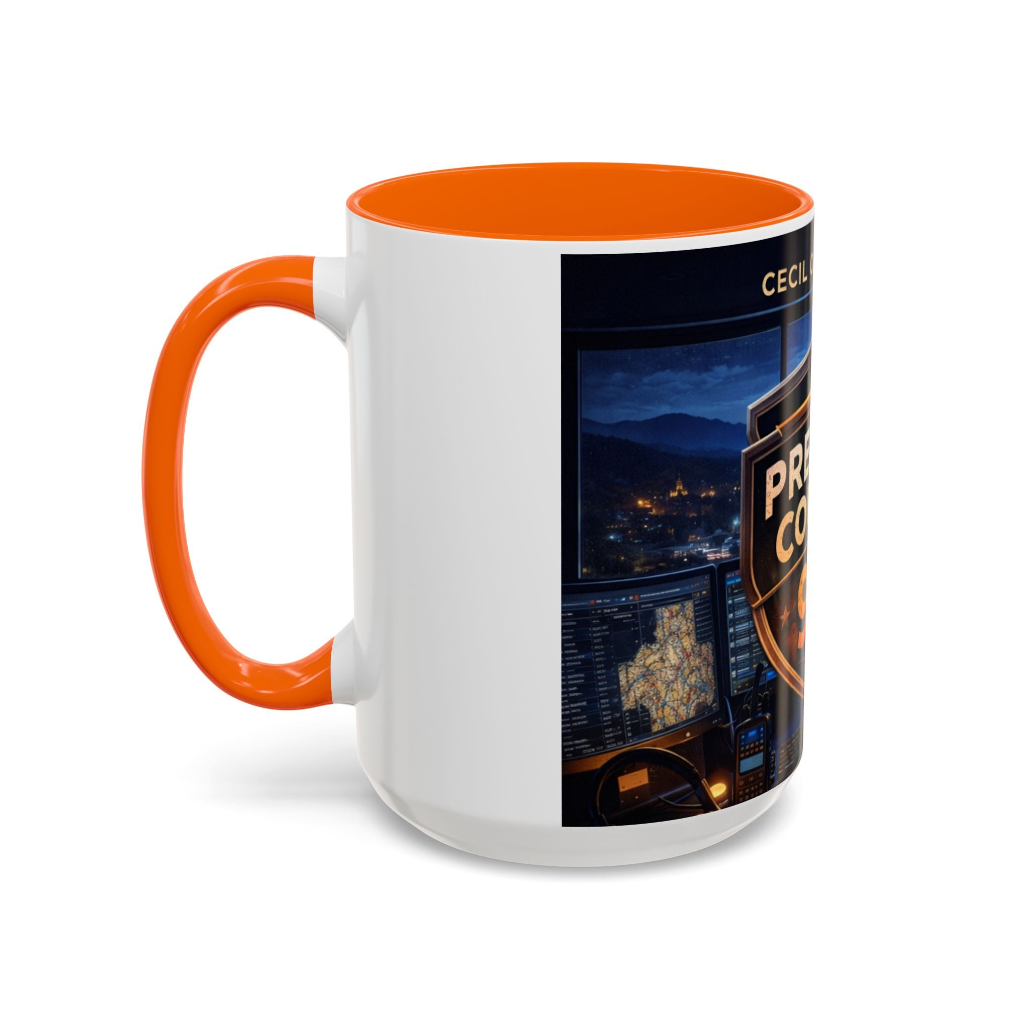 Preston County 911 Coffee Mug: Emergency Dispatch Badge Accent Mug