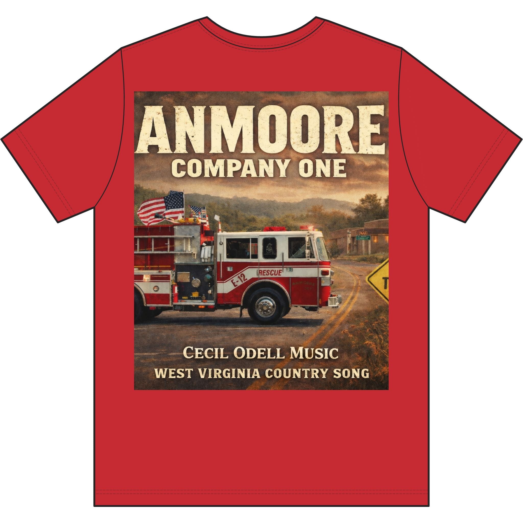 Fire Department T-Shirt: "Anmoore Company One" Rescue Truck Tee