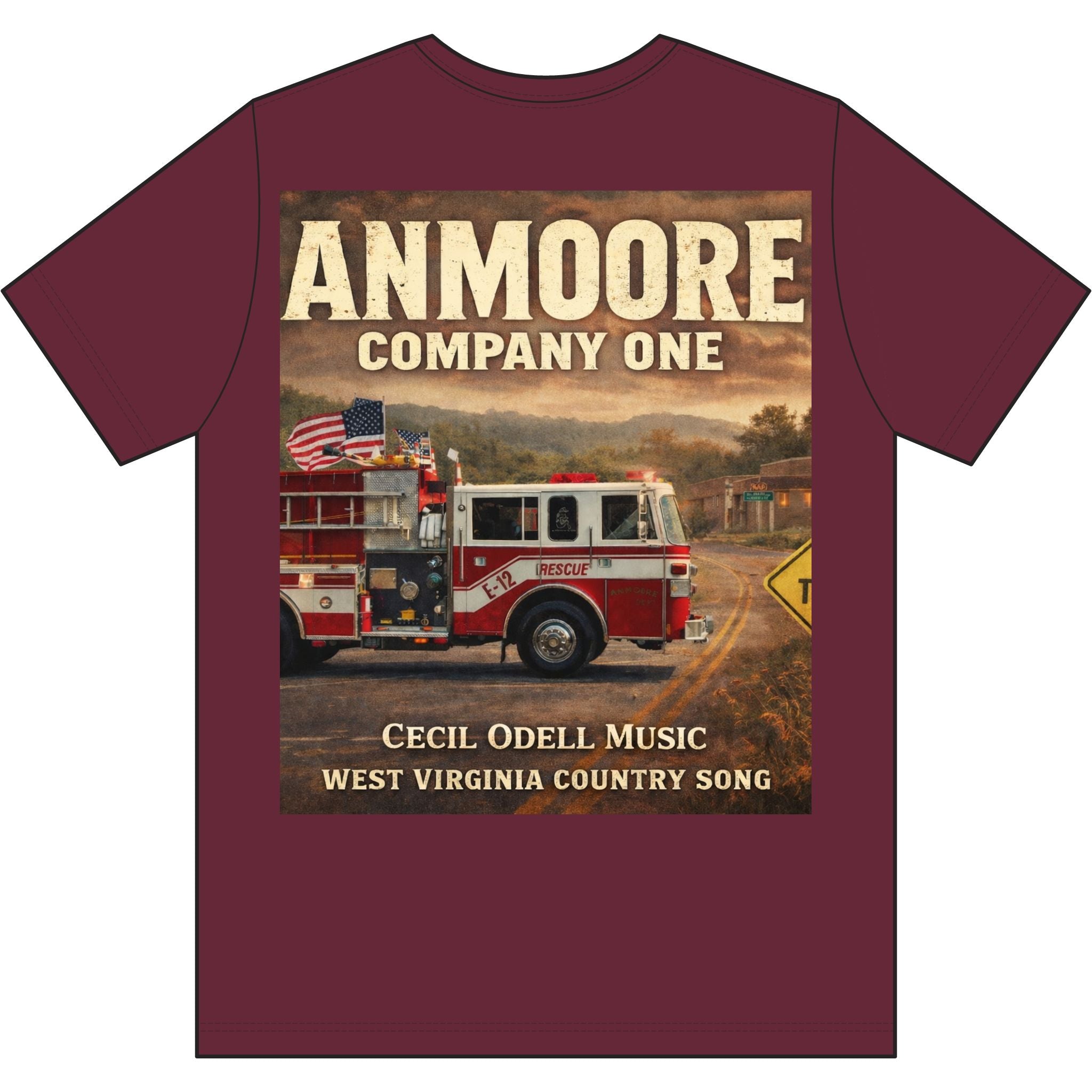 Fire Department T-Shirt: "Anmoore Company One" Rescue Truck Tee