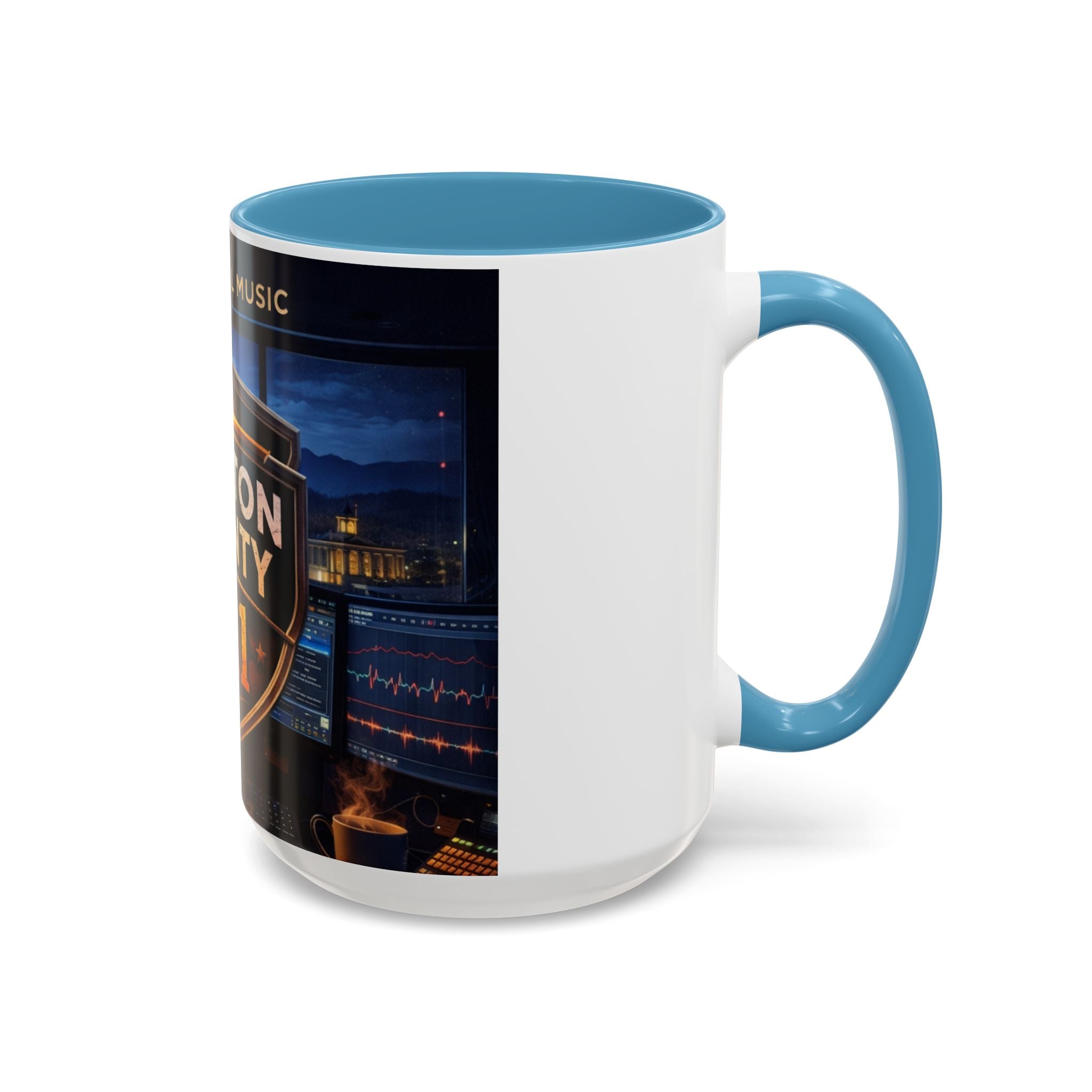 Preston County 911 Coffee Mug: Emergency Dispatch Badge Accent Mug
