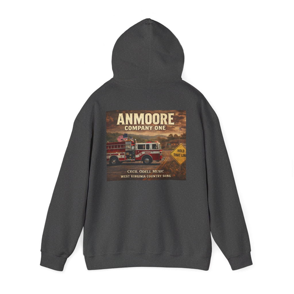 Firetruck Graphic Hoodie: Anmoore Company One Vintage Rescue Music Crewneck