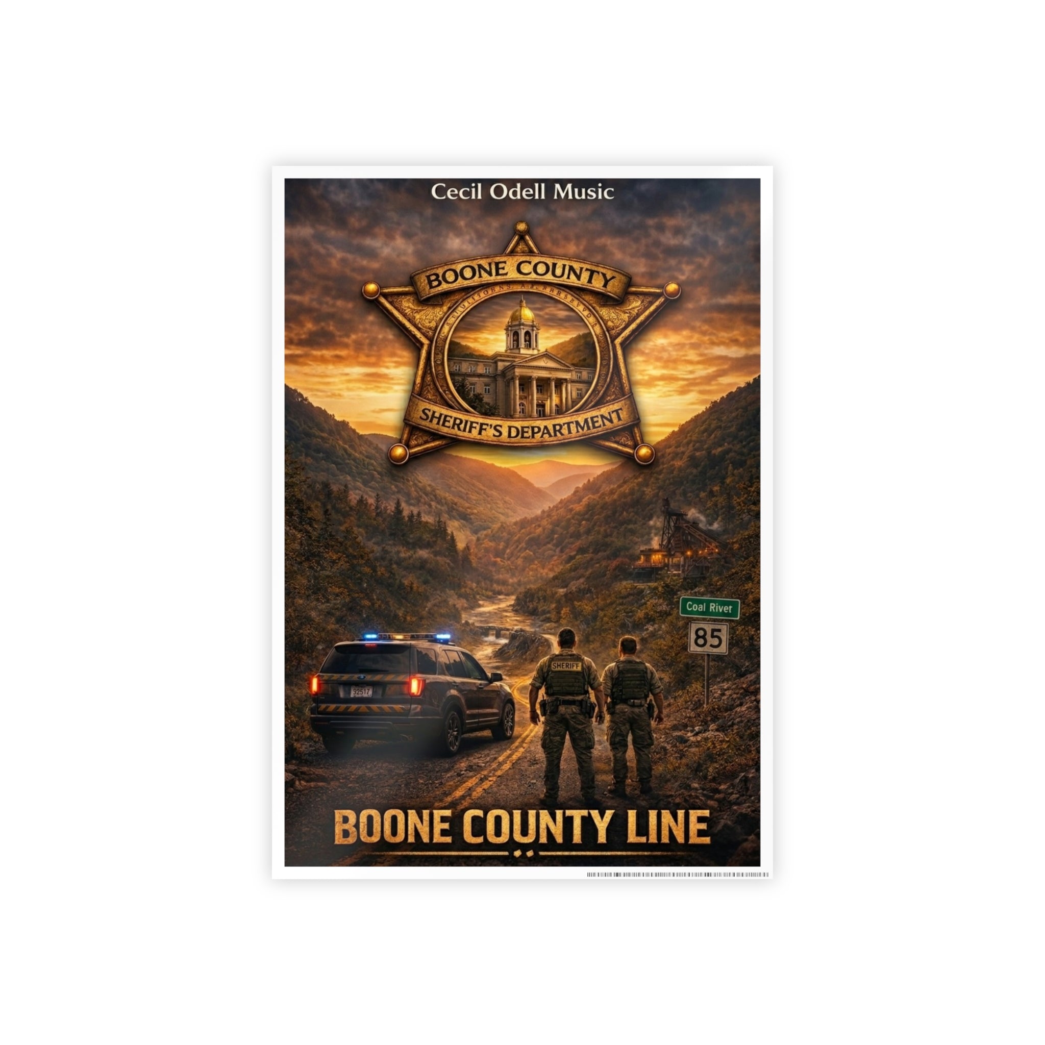 Boone County Line Gloss Poster — Sheriff Badge Landscape Art Print