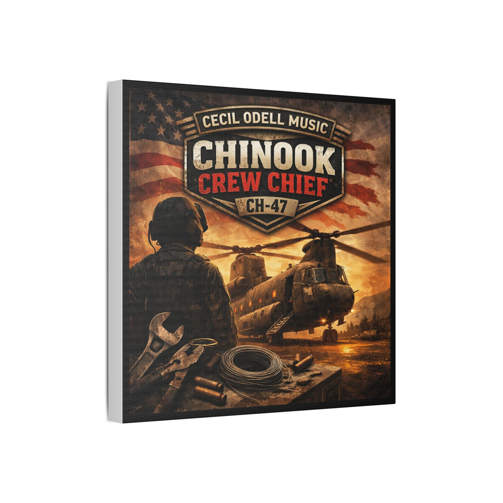 Chinook Crew Chief CH-47 Satin Stretched Canvas Wall Art