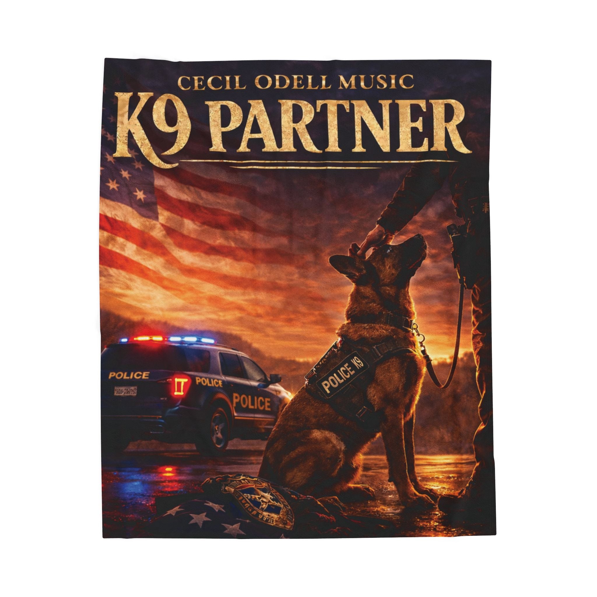 K9 Partner Velveteen Plush Blanket – Police K9 Tribute Throw with American Flag