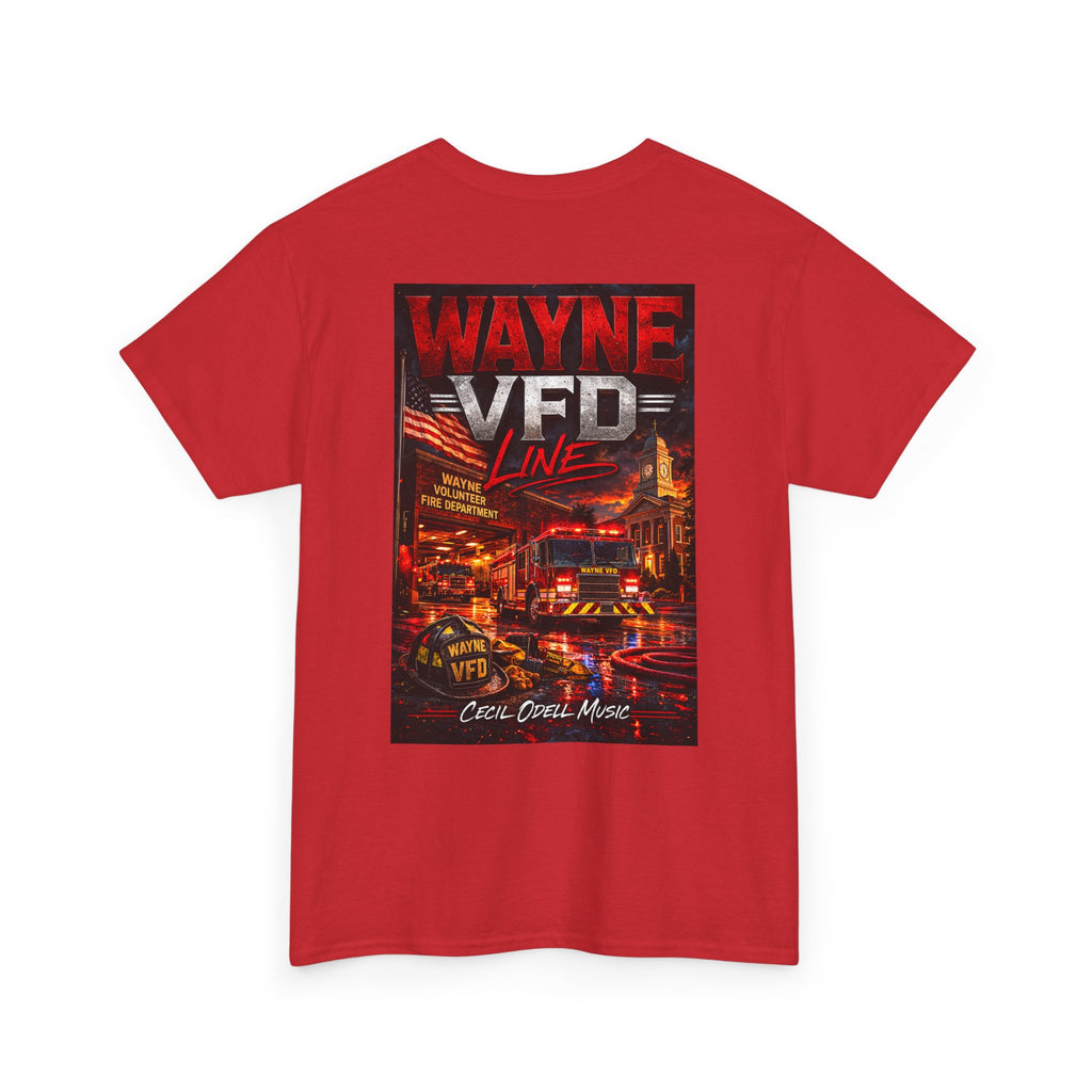 Wayne VFD Line Graphic Tee: Retro Firefighter Poster Shirt