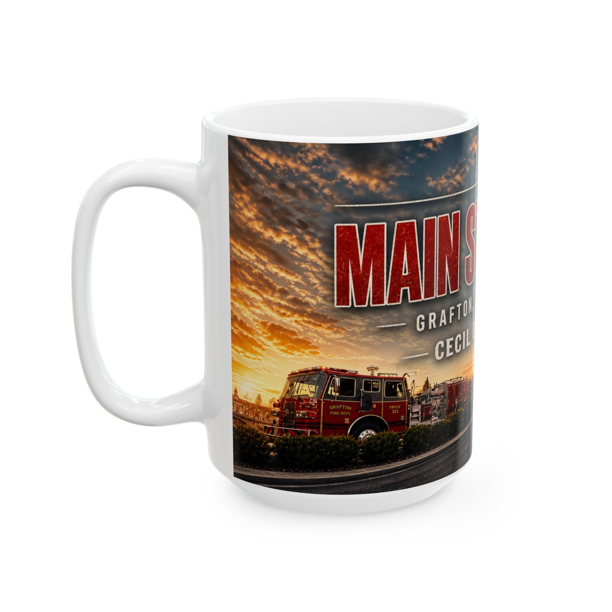 Main Street Red Grafton VFD Ceramic Mug: "Cecil Odell Music"