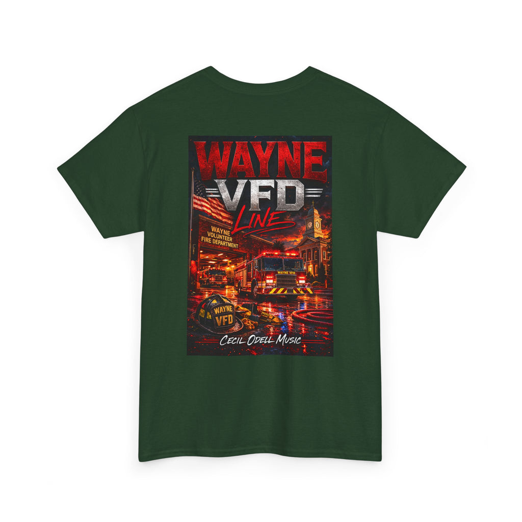 Wayne VFD Line Graphic Tee: Retro Firefighter Poster Shirt
