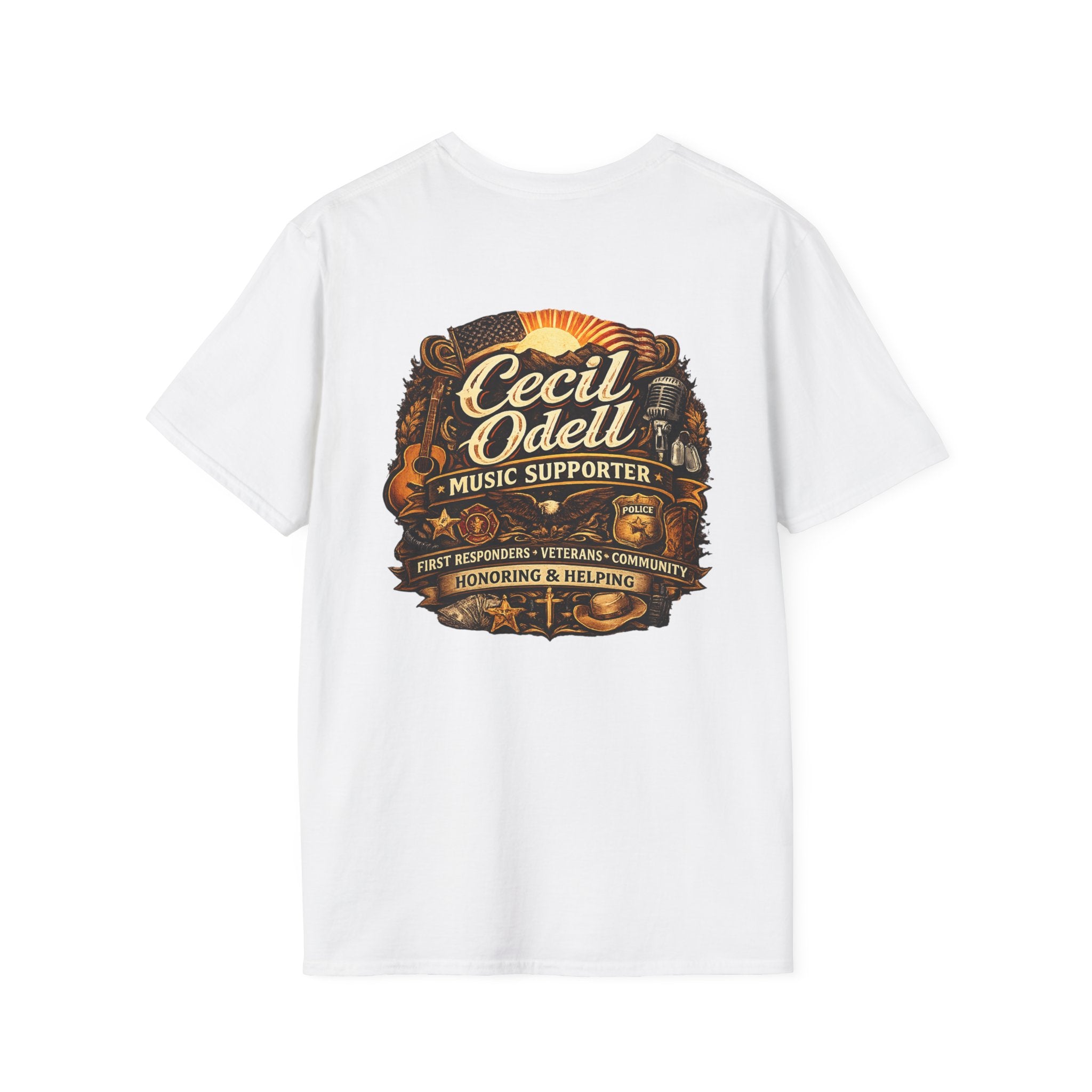 Cecil Odell Music Supporter Tee — Honoring First Responders & Veterans