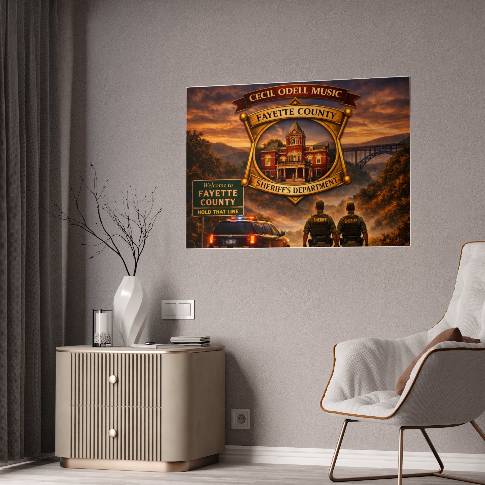 Fayette County Sheriff Badge Poster: 'Cecil Odell Music' Gloss Print