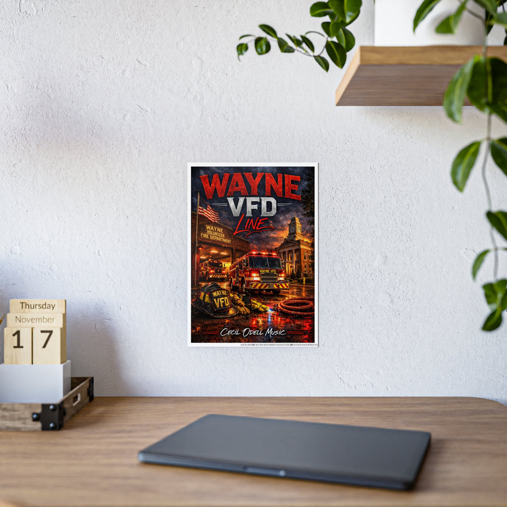 Wayne VFD Line Gloss Poster: Firefighter Station Art Print