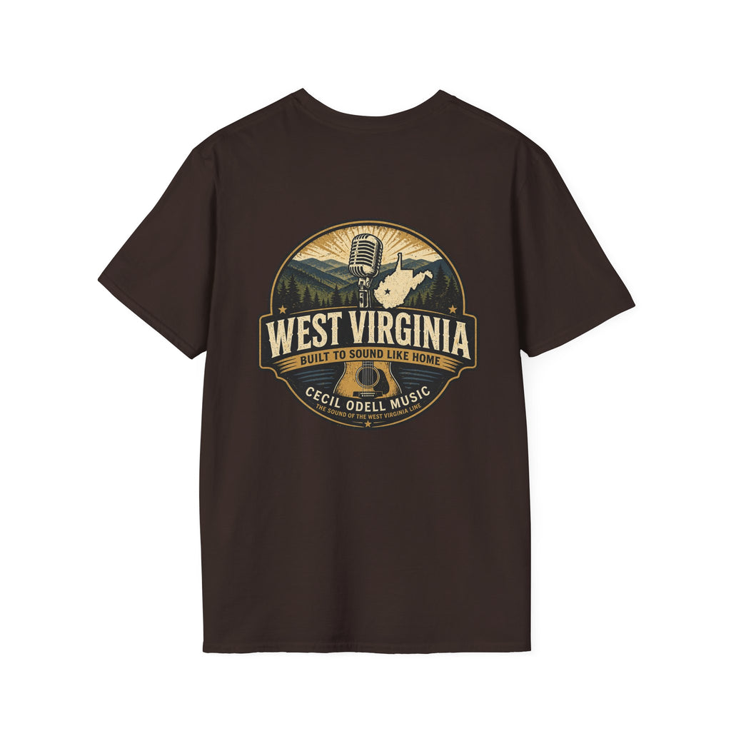 West Virginia Music T-Shirt: "Built to Sound Like Home" Vintage State Guitar Tee