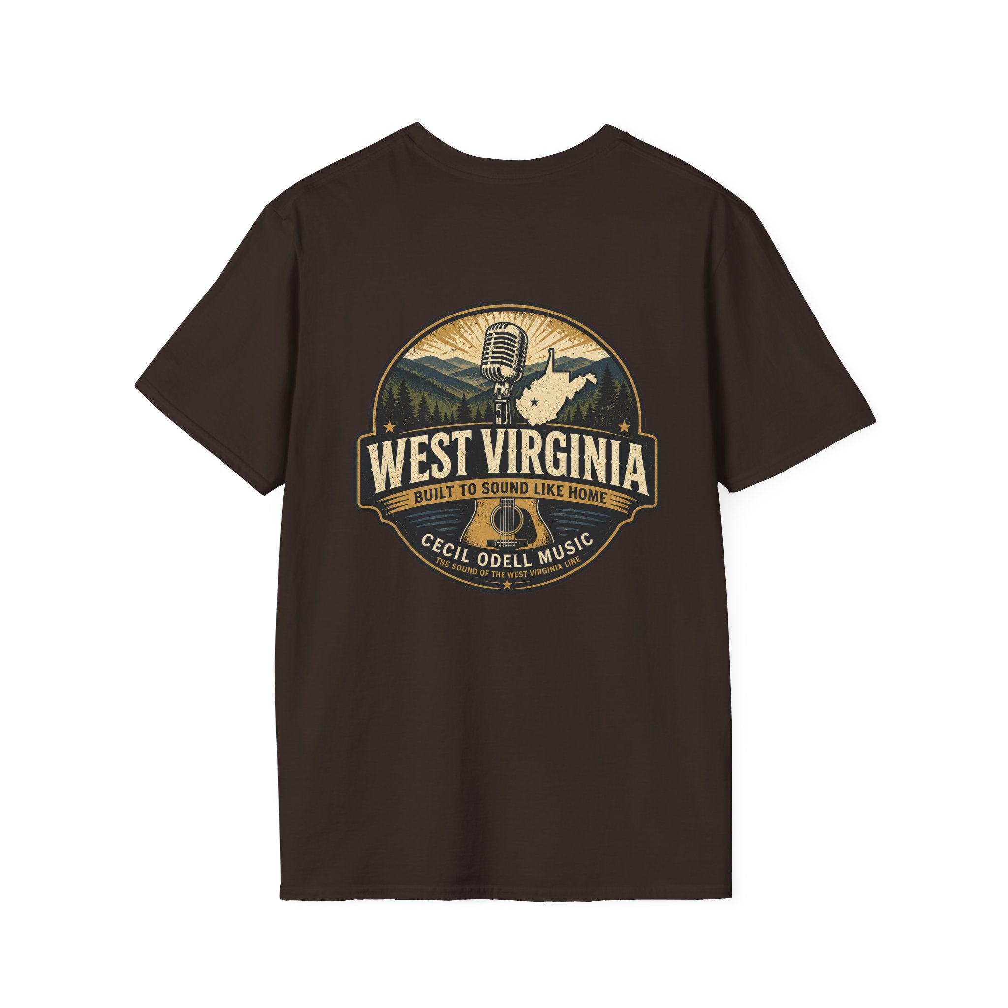 West Virginia Music T-Shirt: "Built to Sound Like Home" Vintage State Guitar Tee