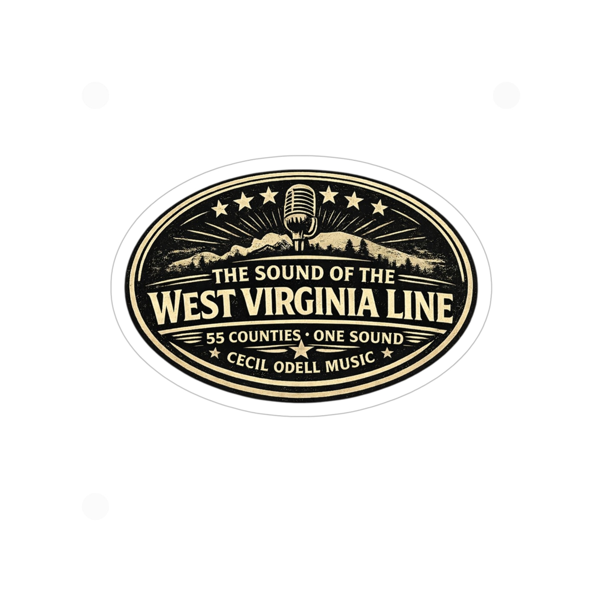 West Virginia Line Oval Vinyl Sticker: Die‑Cut Transparent Outdoor Sticker