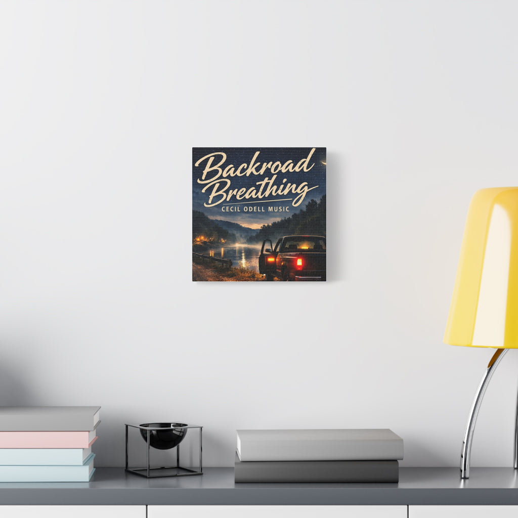 Backroad Breathing Matte Canvas Wall Art: Night Truck Landscape Music Print