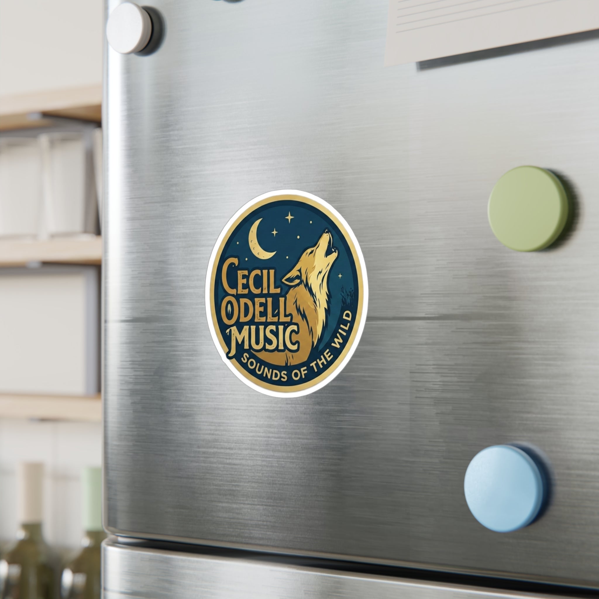 Cecil Odell Music Kiss-Cut Vinyl Sticker: 'Sounds of the Wild' Wolf Moon Decal