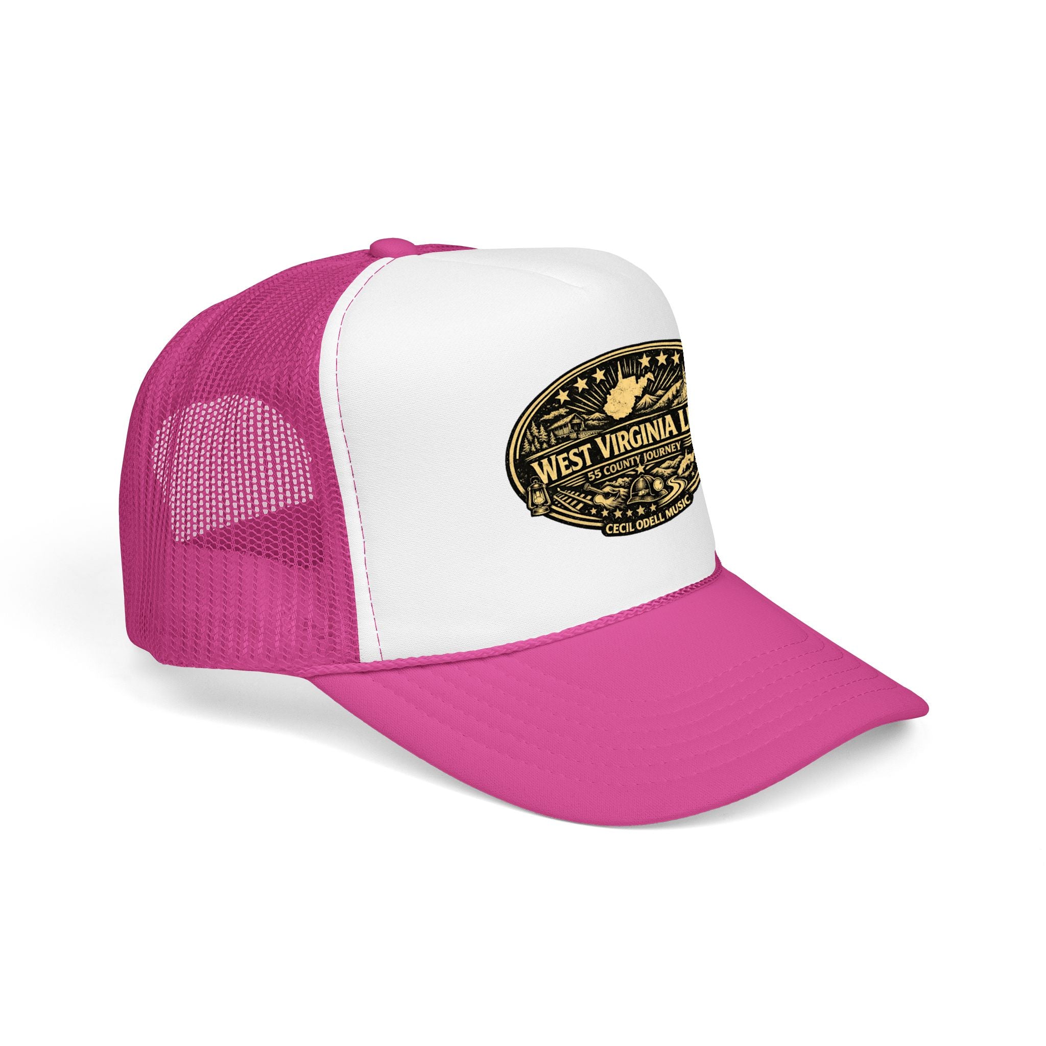 West Virginia Line Vintage Foam Trucker Hat: Rustic State Patch Cap