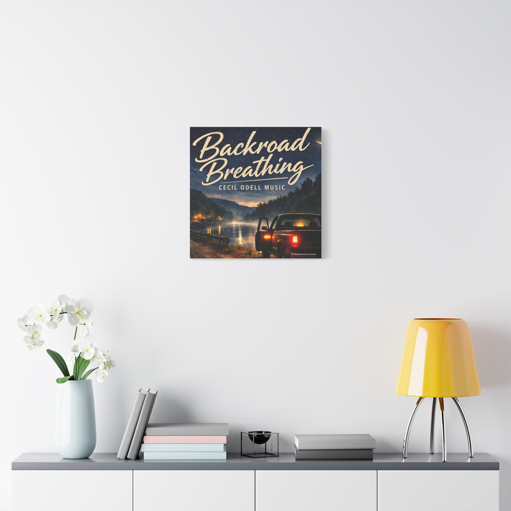 Backroad Breathing Matte Canvas Wall Art: Night Truck Landscape Music Print