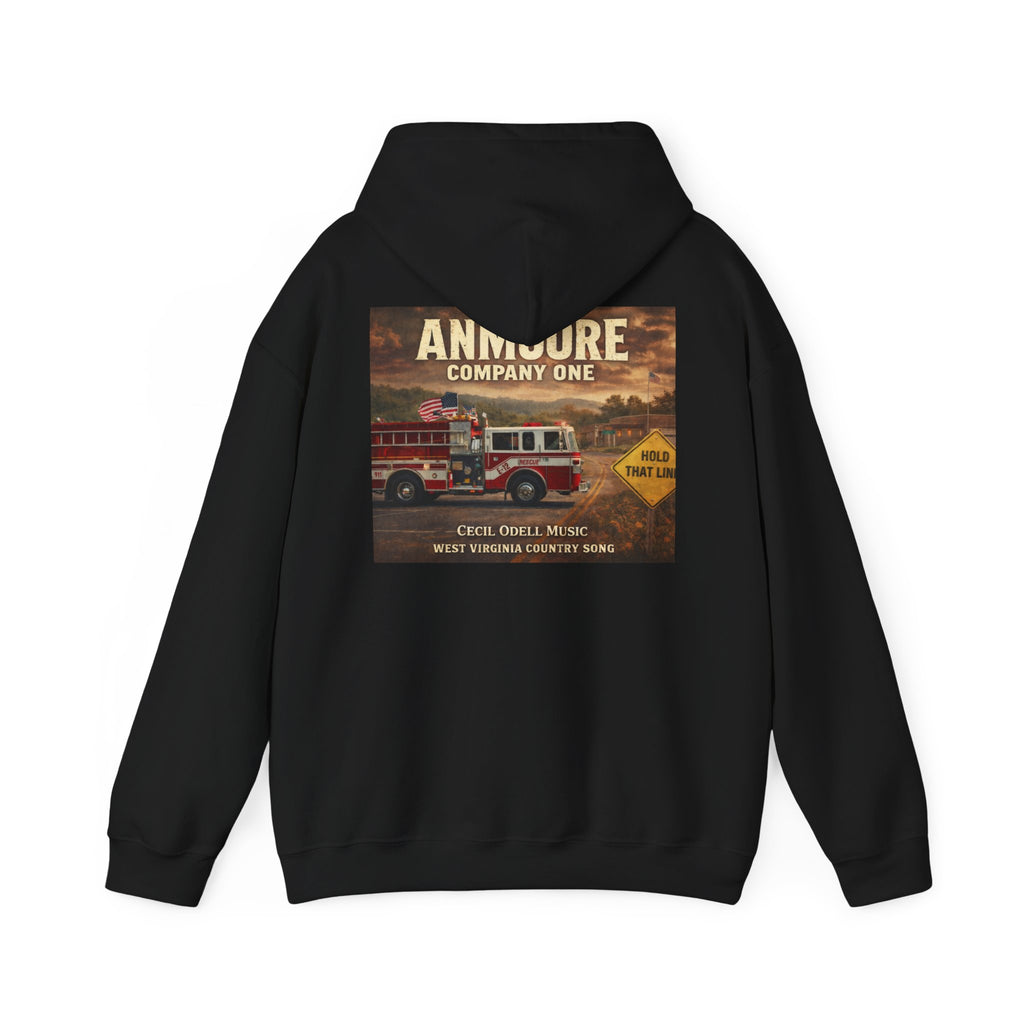 Firetruck Graphic Hoodie: Anmoore Company One Vintage Rescue Music Crewneck