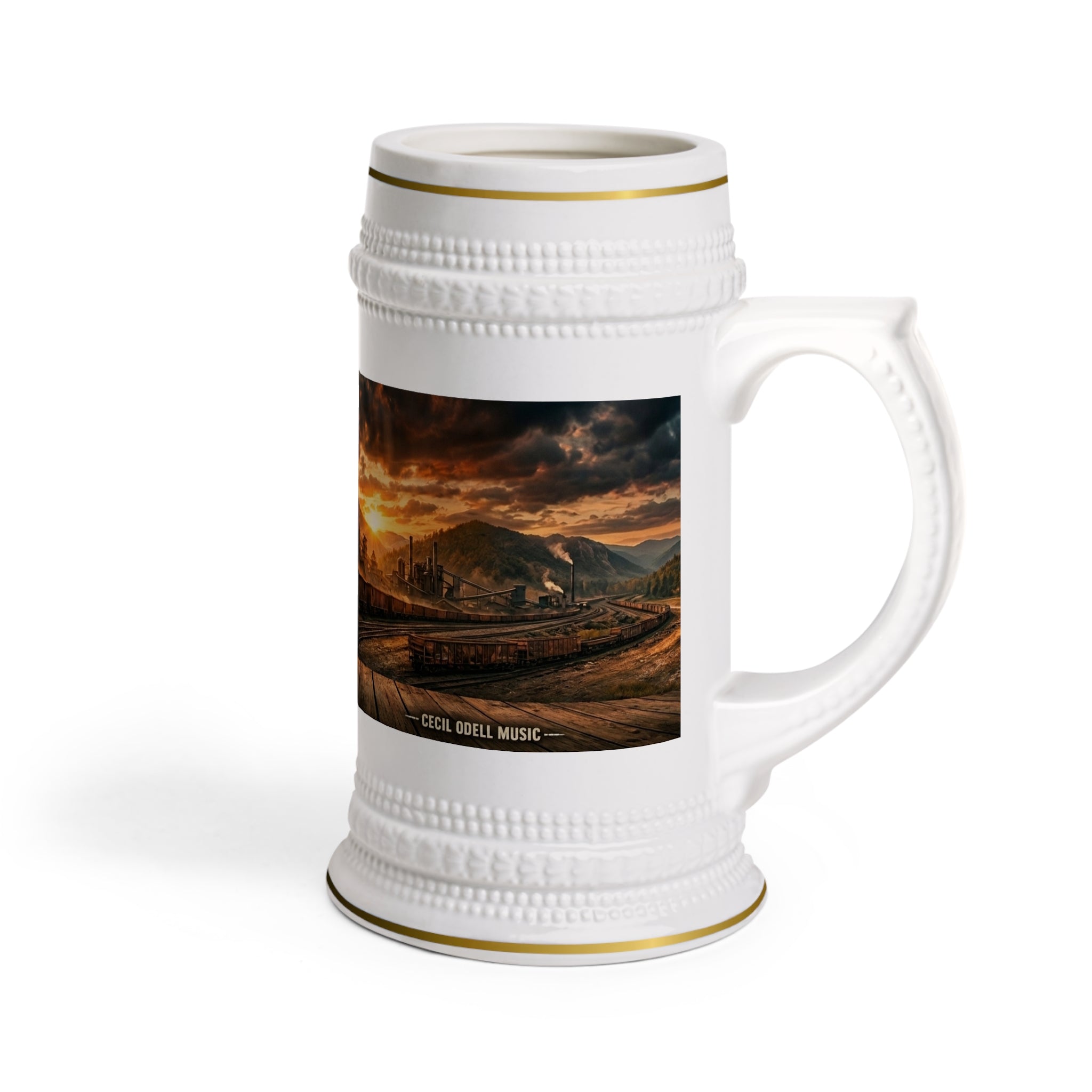 West Virginia Freedom Stein Mug: Rustic Mountain Sunset Beer Stein