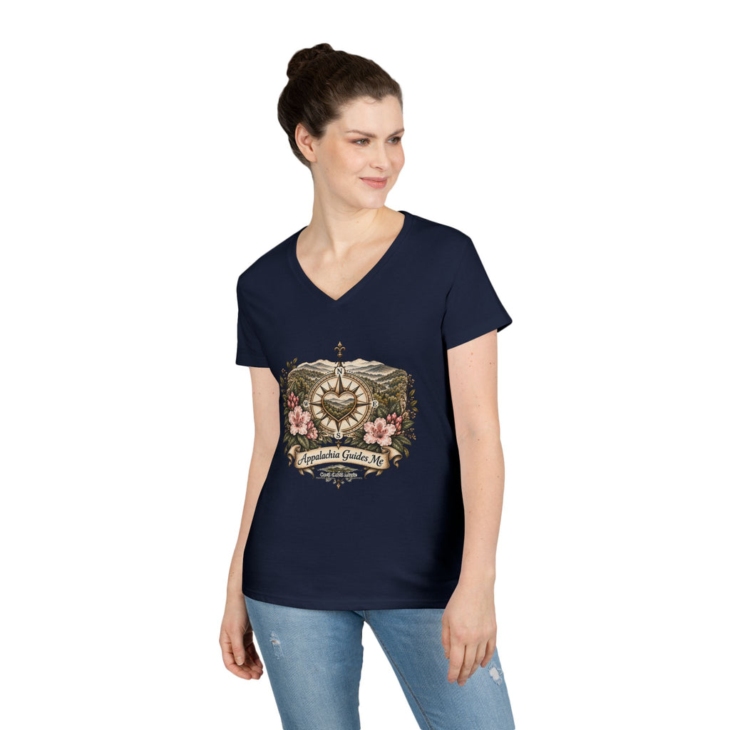 Appalachian Guide Floral Compass V-Neck Tee