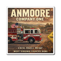 Fire Rescue Magnet: “Anmoore Company One” Vintage Firetruck Refrigerator Sticker