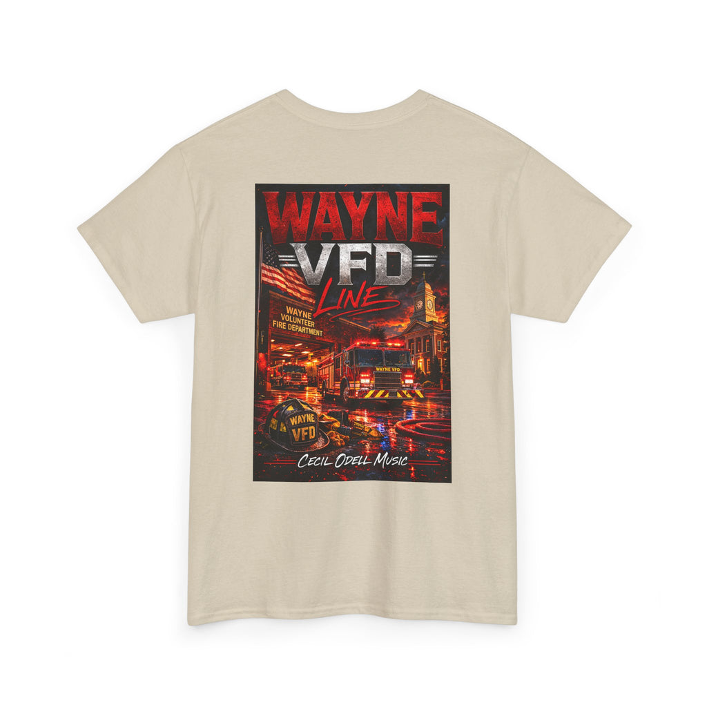 Wayne VFD Line Graphic Tee: Retro Firefighter Poster Shirt