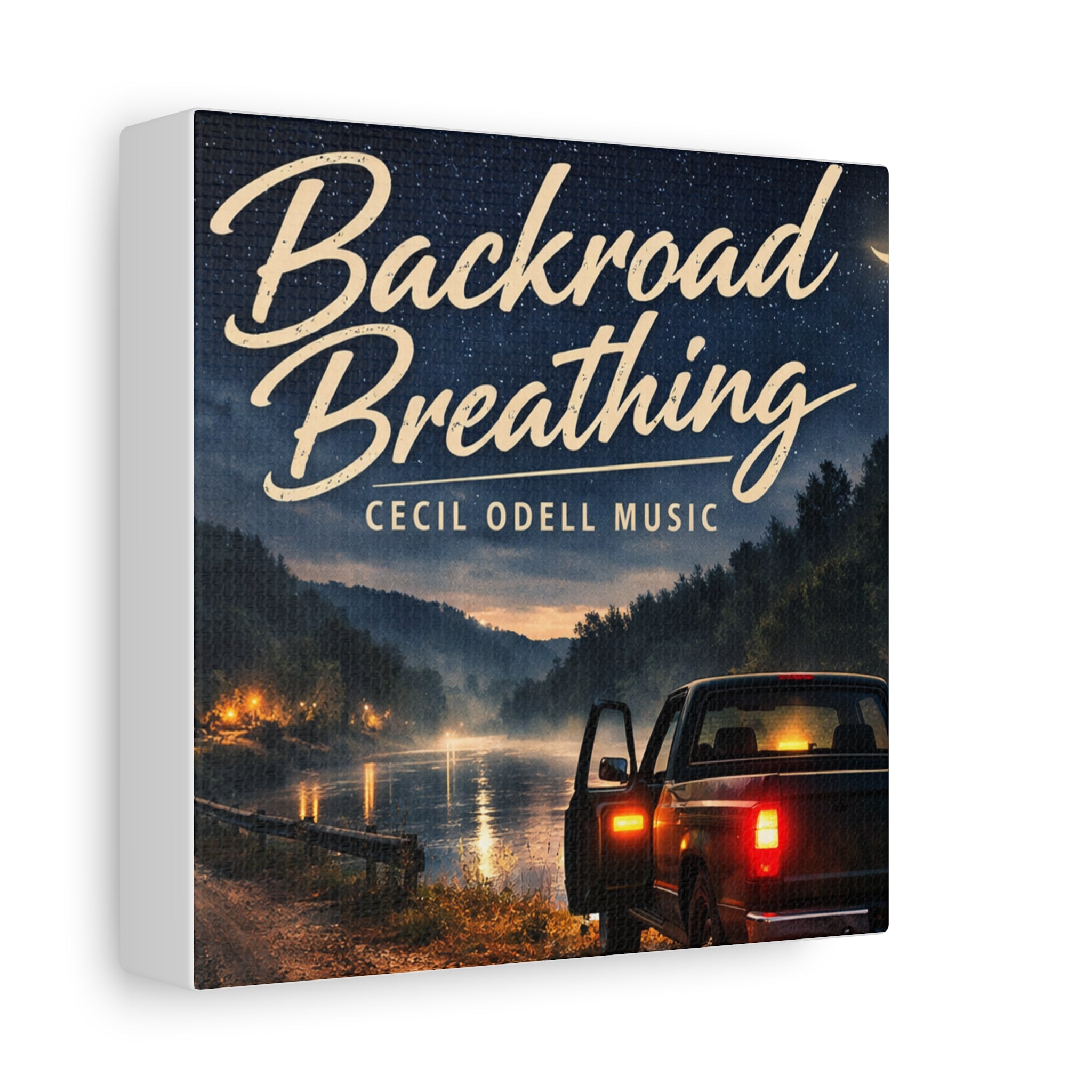 Backroad Breathing Matte Canvas Wall Art – Night Truck Landscape Music Print