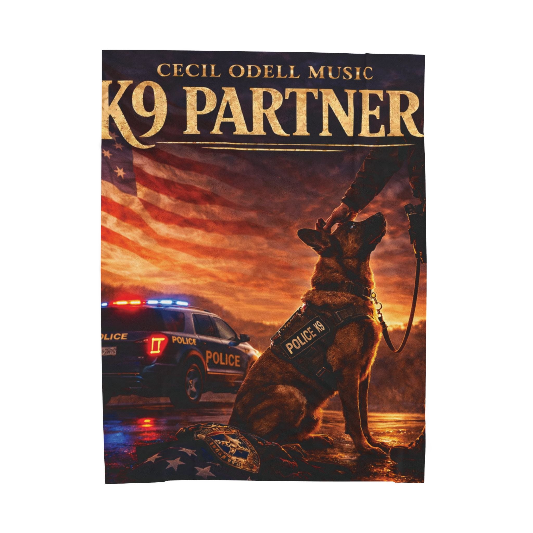 K9 Partner Velveteen Plush Blanket: Police K9 Tribute Throw with American Flag