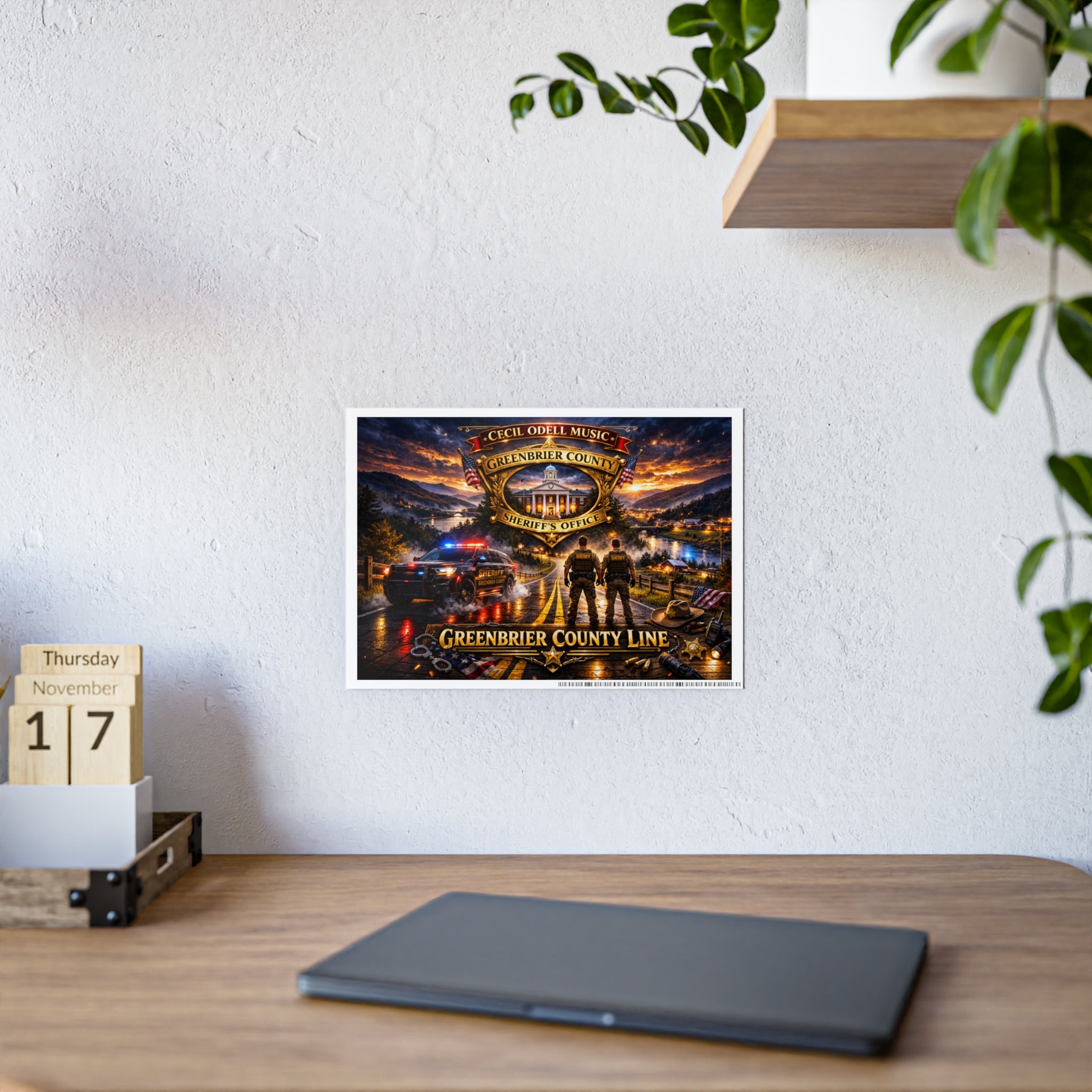 Greenbrier County Sheriff Poster: Gloss Police Tribute Wall Art