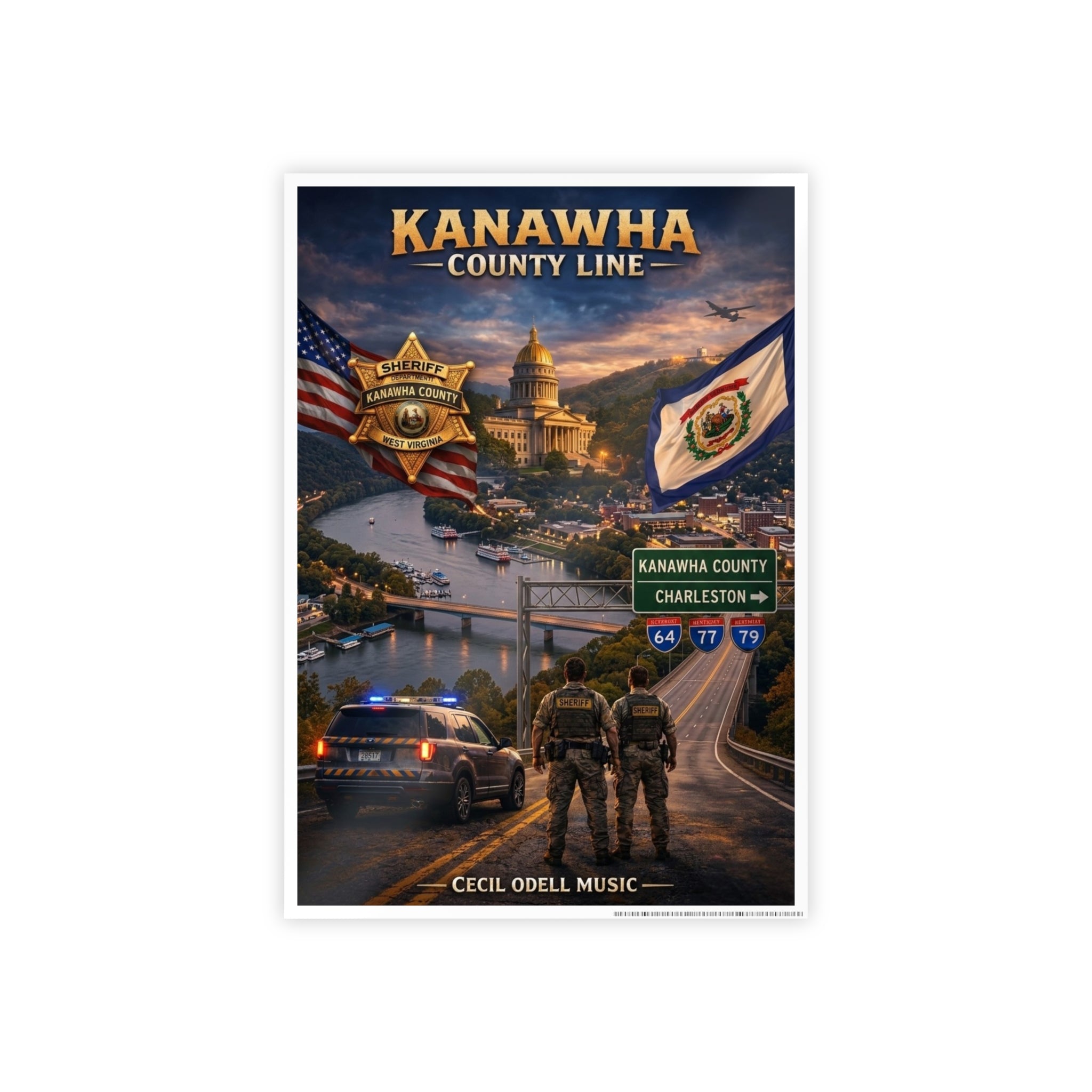 Kanawha County Line Gloss Poster: West Virginia County Pride Wall Art