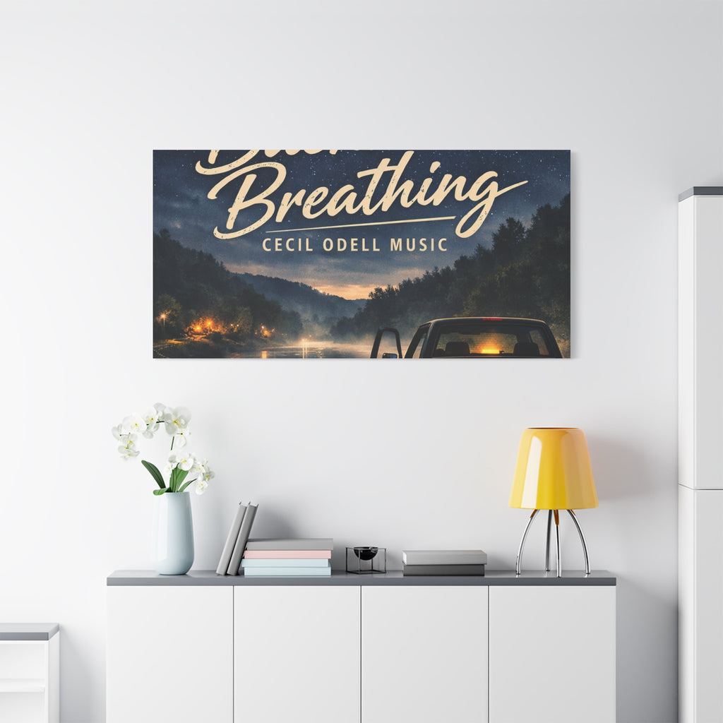 Backroad Breathing Matte Canvas Wall Art: Night Truck Landscape Music Print