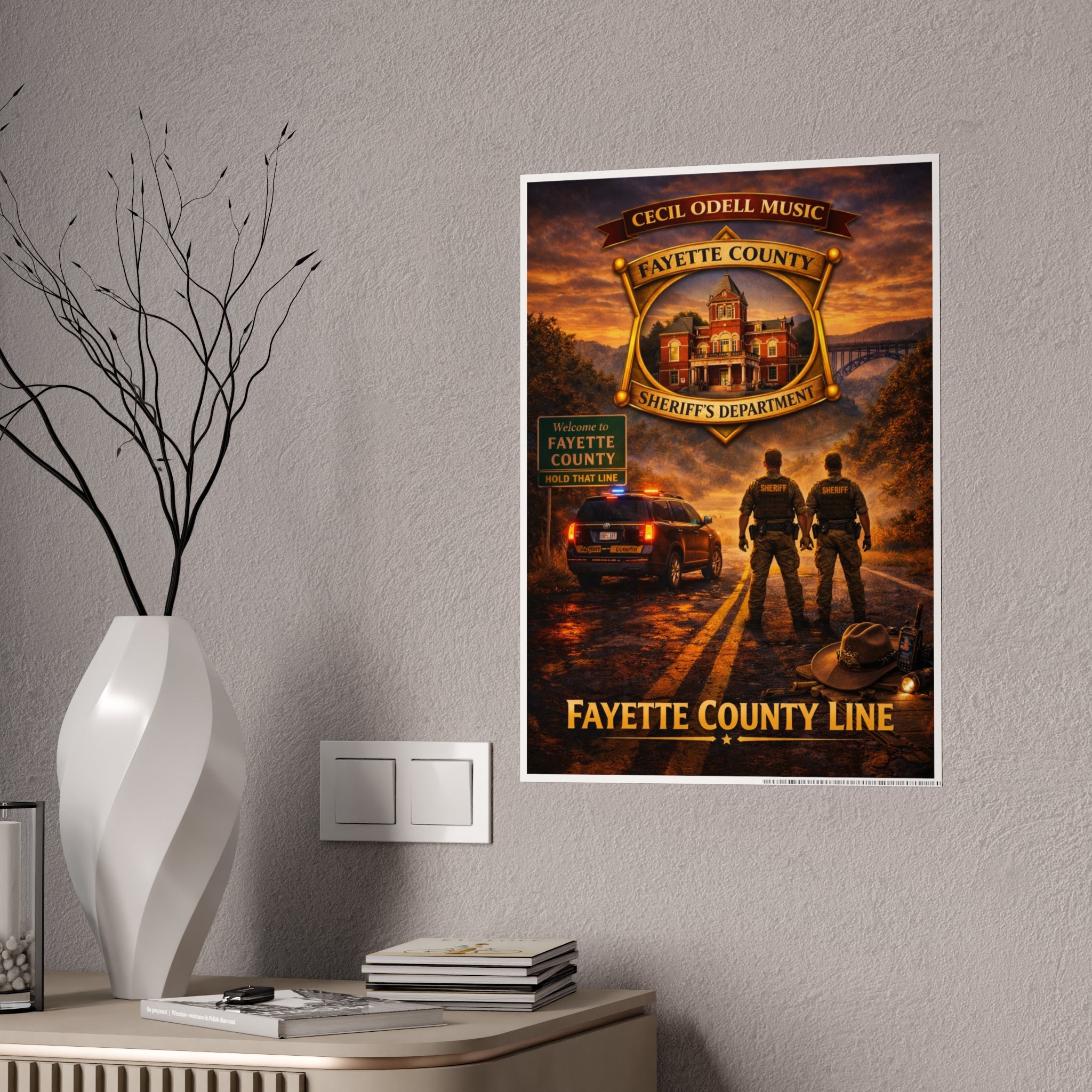 Fayette County Line Sheriff Poster: Gloss Police Badge Wall Art