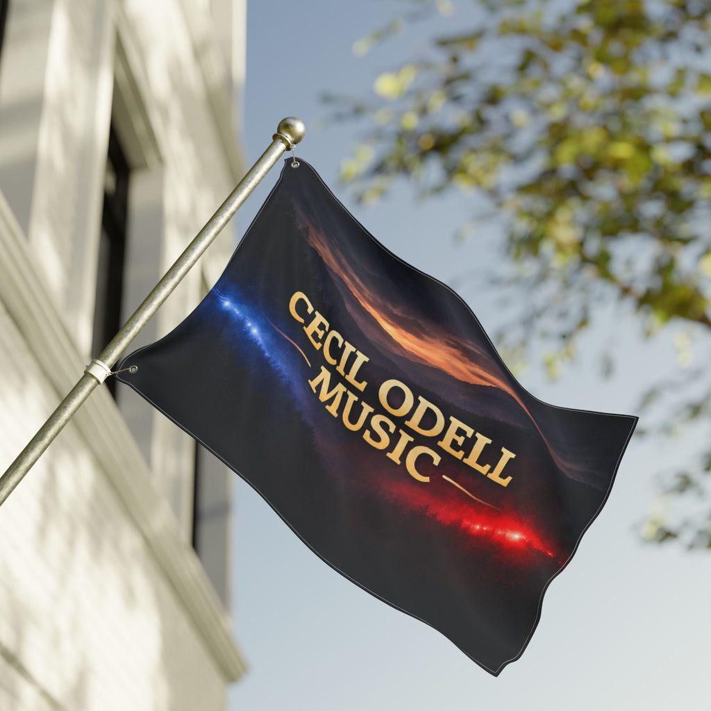 Cecil Odell Music Double-Sided Flag: Sunset Stage Logo Banner for Musicians & Fans