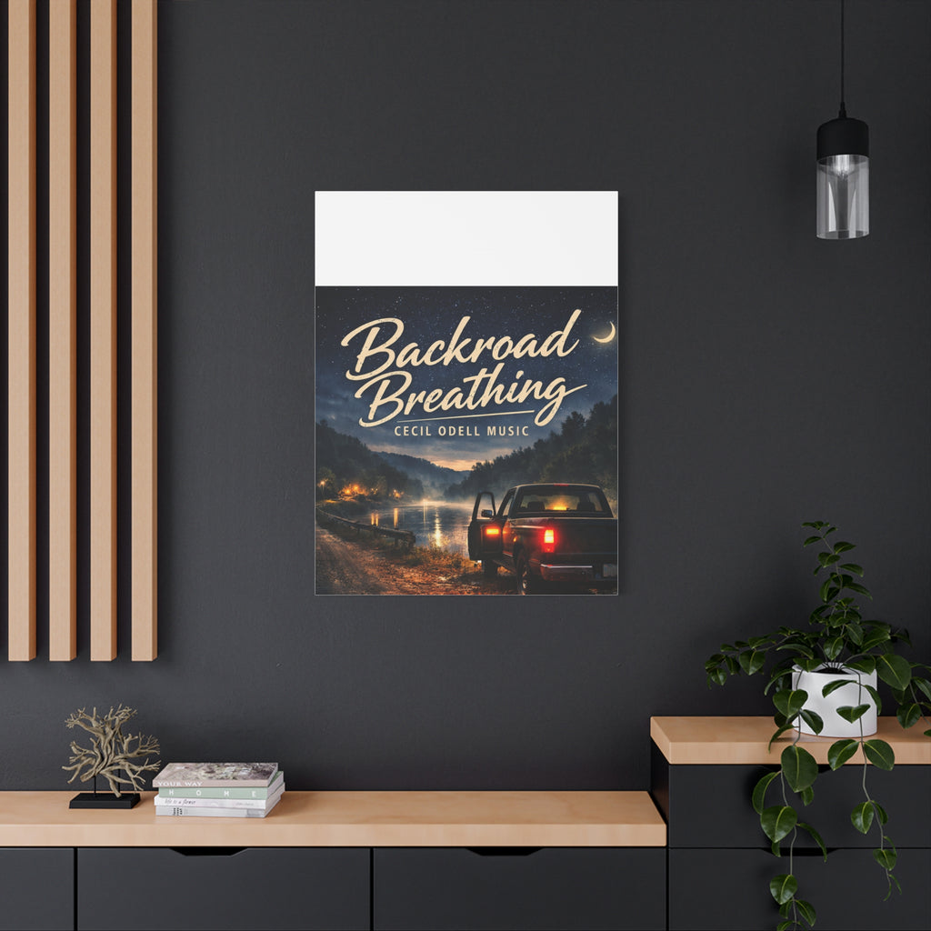Backroad Breathing Matte Canvas Wall Art: Night Truck Landscape Music Print