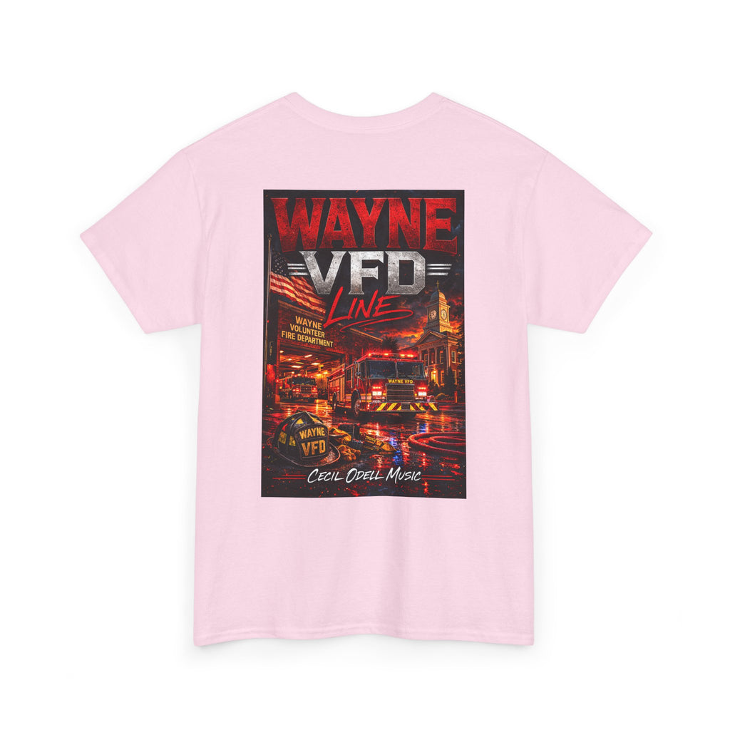 Wayne VFD Line Graphic Tee: Retro Firefighter Poster Shirt