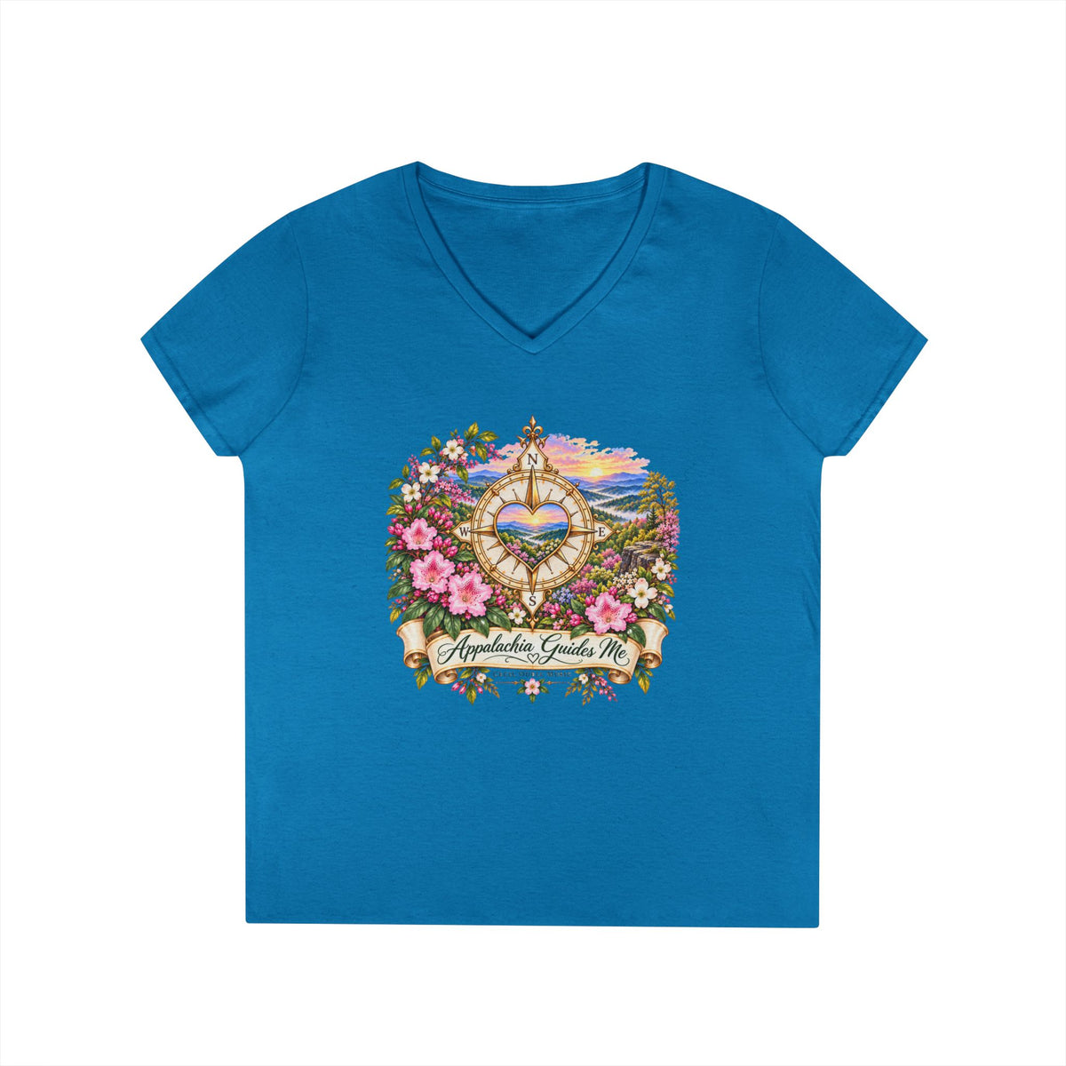 Appalachia Guides Me Floral - Ladies' V-Neck T-Shirt