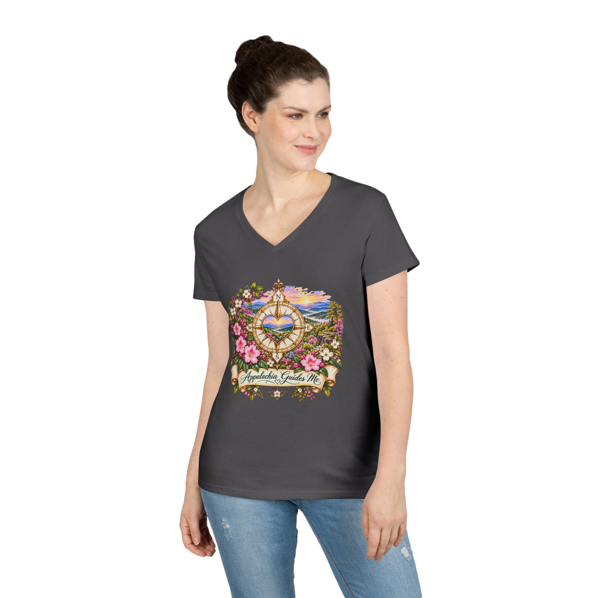 Appalachia Guides Me Floral - Ladies' V-Neck T-Shirt