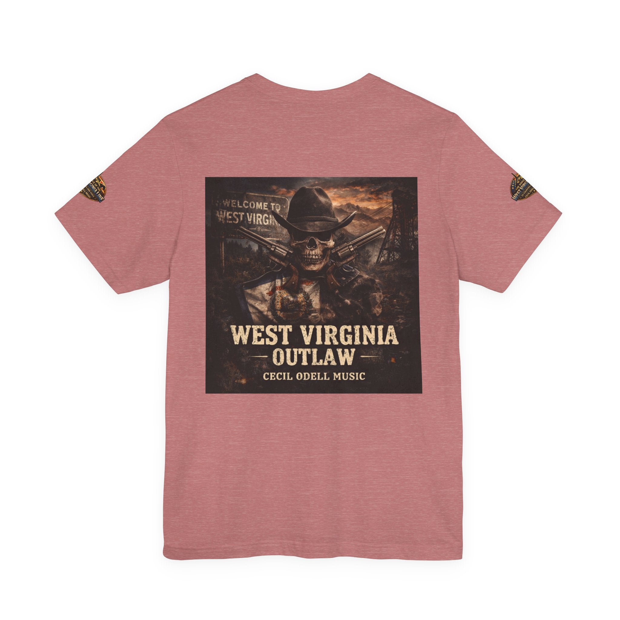 West Virginia Outlaw T-Shirt: Rustic Skull & Guns Country Graphic Tee