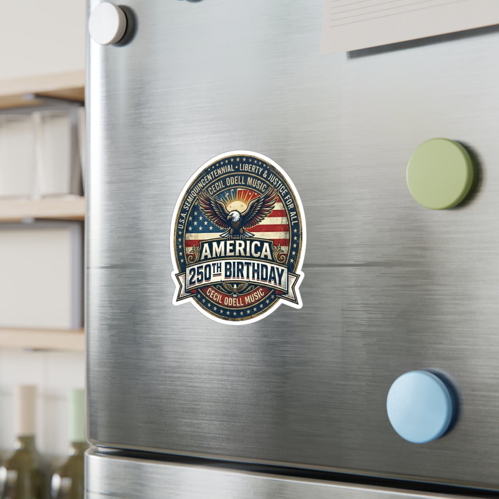 America 250th Birthday Kiss-Cut Vinyl Sticker: Patriotic Eagle Emblem