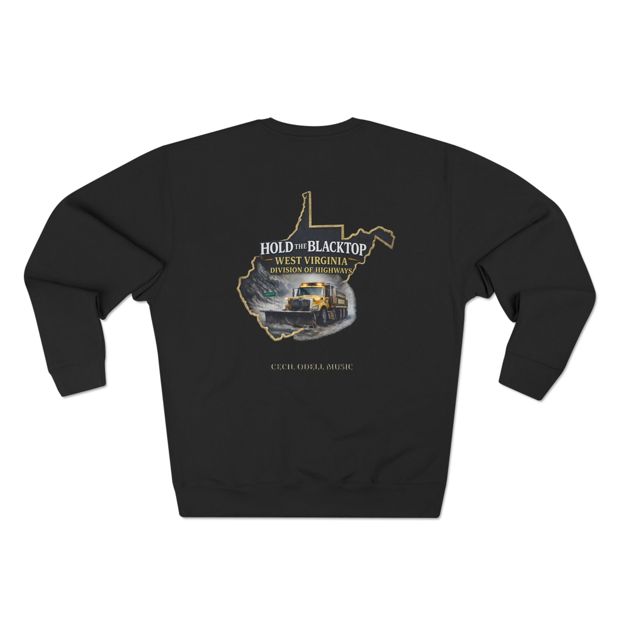 West Virginia Blacktop Crewneck Sweatshirt: 'Hold the Blacktop' State Graphic
