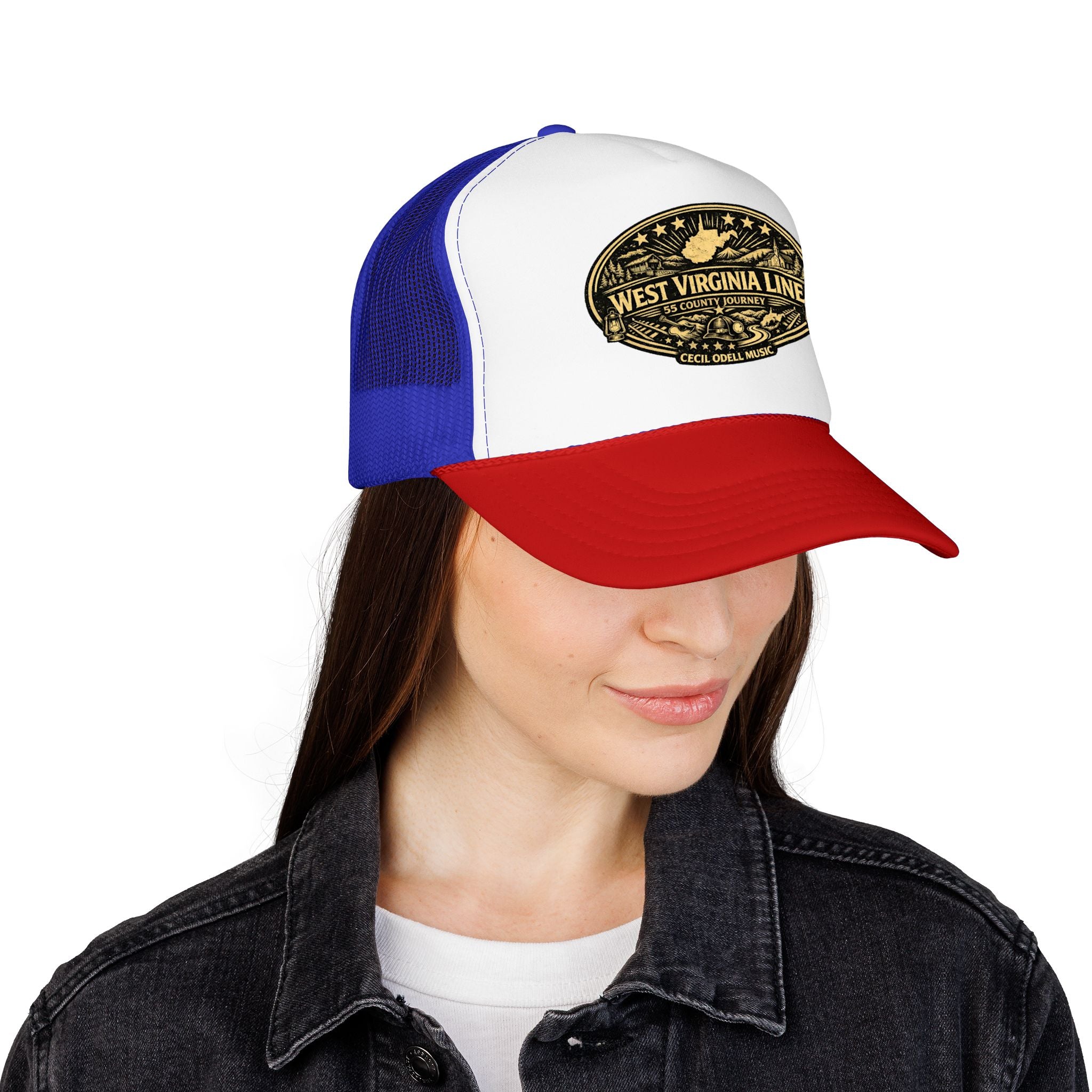 West Virginia Line Vintage Foam Trucker Hat: Rustic State Patch Cap