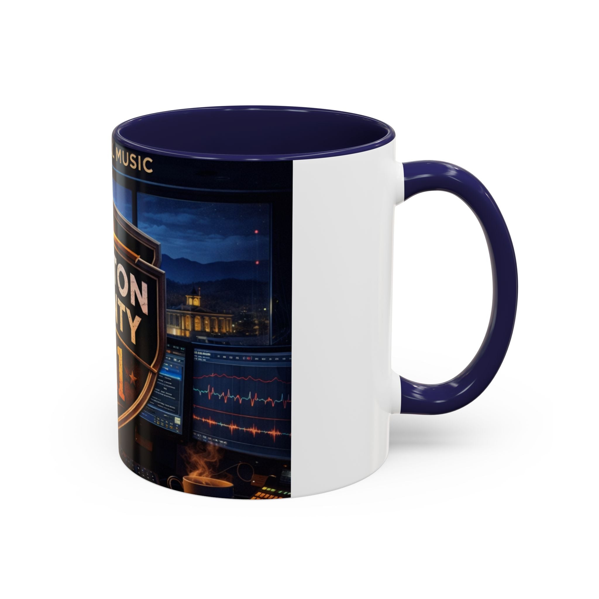 Preston County 911 Coffee Mug: Emergency Dispatch Badge Accent Mug