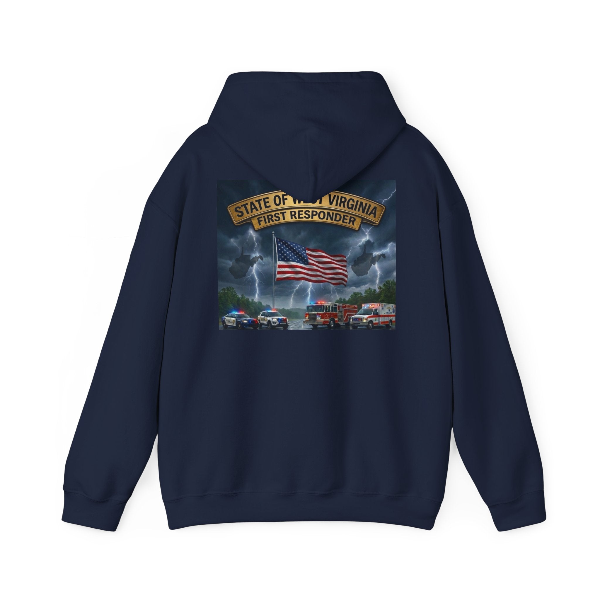 First Responder Hoodie: West Virginia Line Eagle & American Flag Tribute