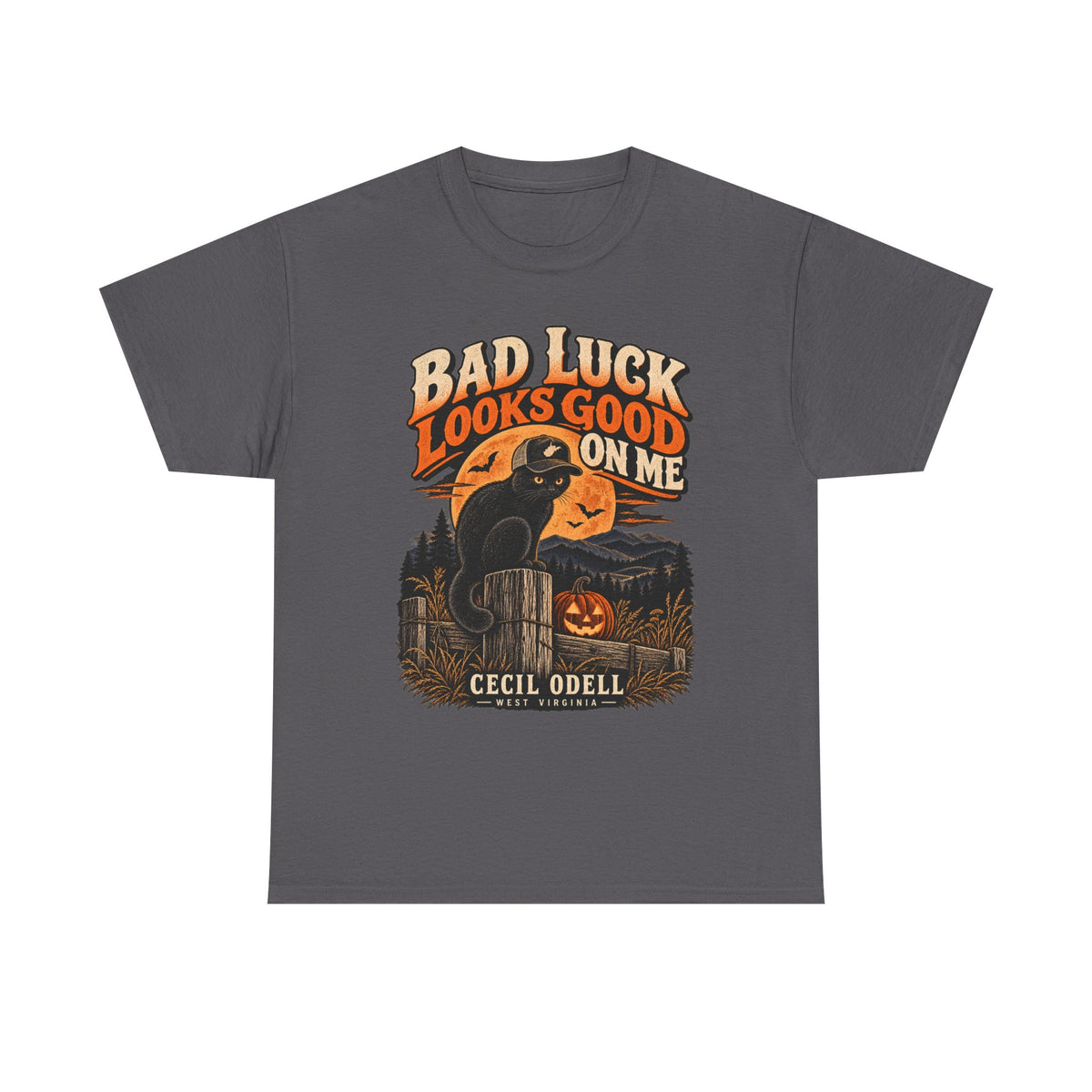 Bad Luck Looks Good on Me Halloween Tee | Cecil Odell