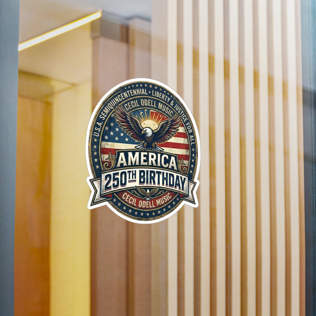 America 250th Birthday Kiss-Cut Vinyl Sticker: Patriotic Eagle Emblem
