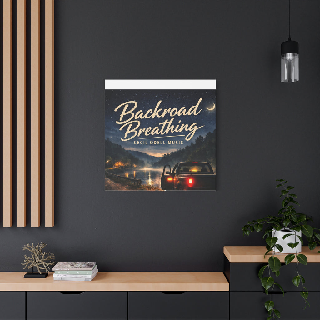 Backroad Breathing Matte Canvas Wall Art: Night Truck Landscape Music Print